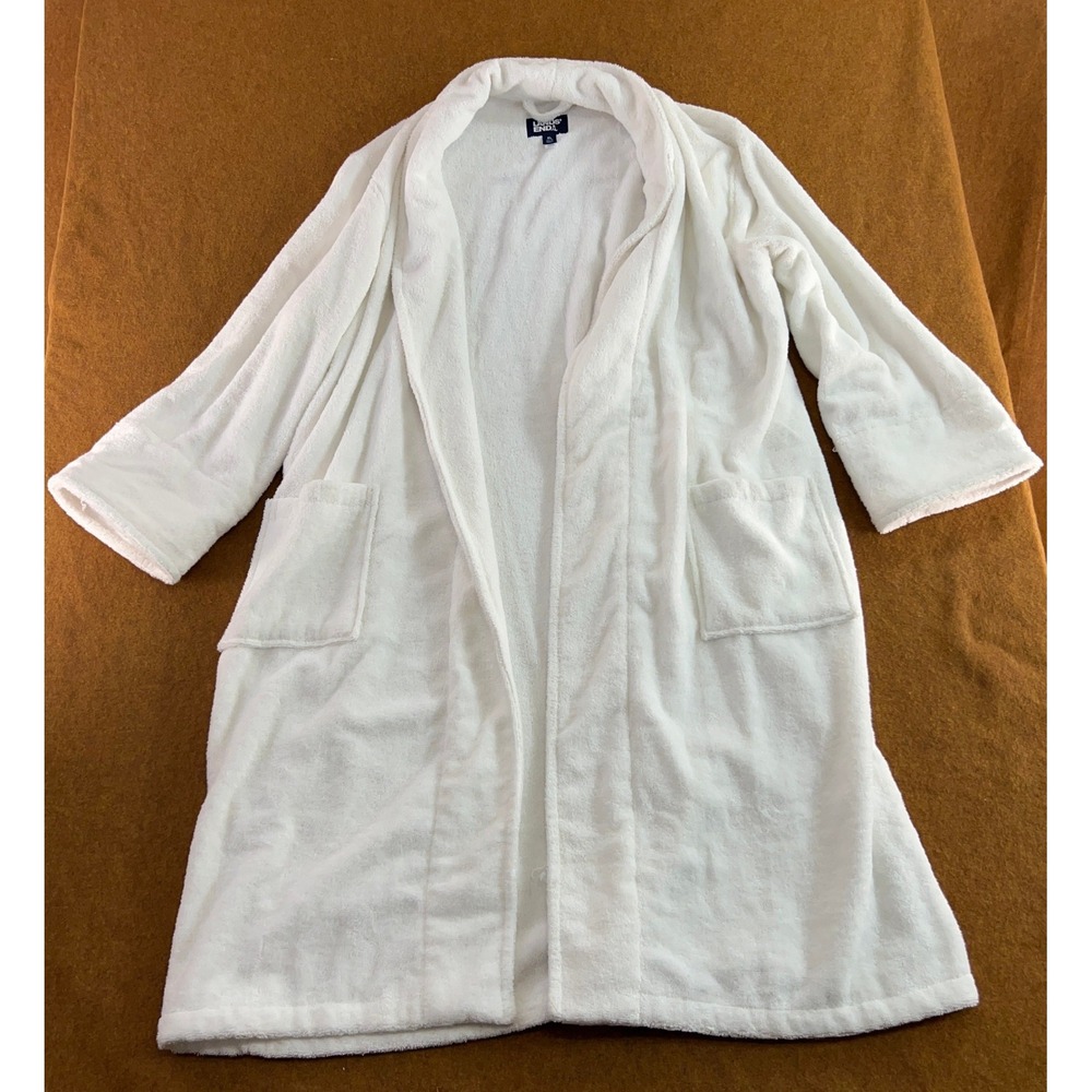 Lands End Mens XL White Cotton Terry Cloth Shawl Collar Spa Robe New *No Belt*